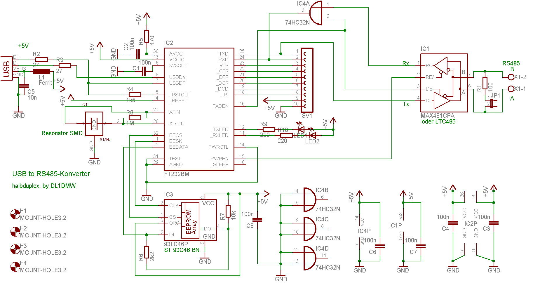 usb to rs485 converter schematic